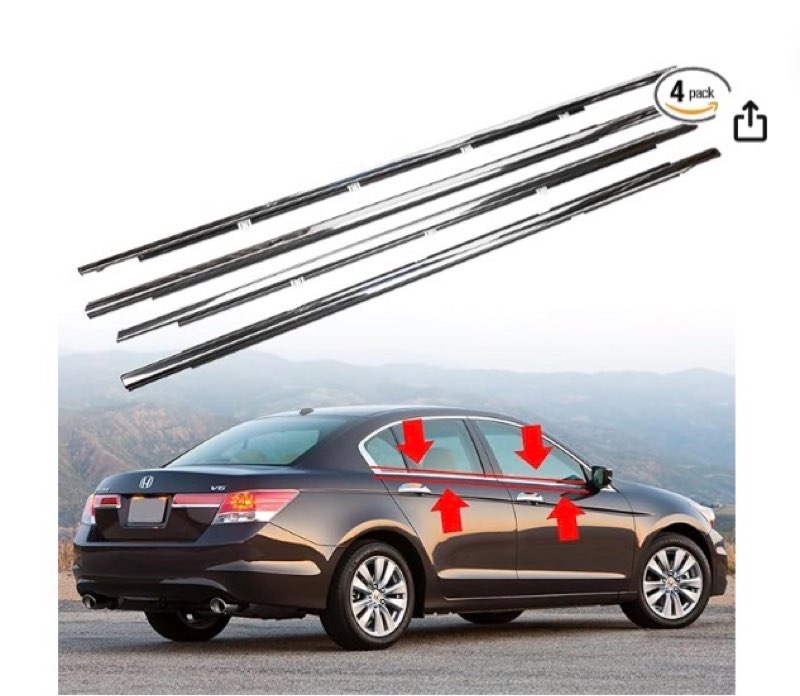 4pcs weatherstrip window moulding trim seal belt compatible with 2008-2012 honda accord replaces#72410-ta0-a01 72450-ta0-a01 72910-ta0-a01 72950-ta0-a01 brand: geataat