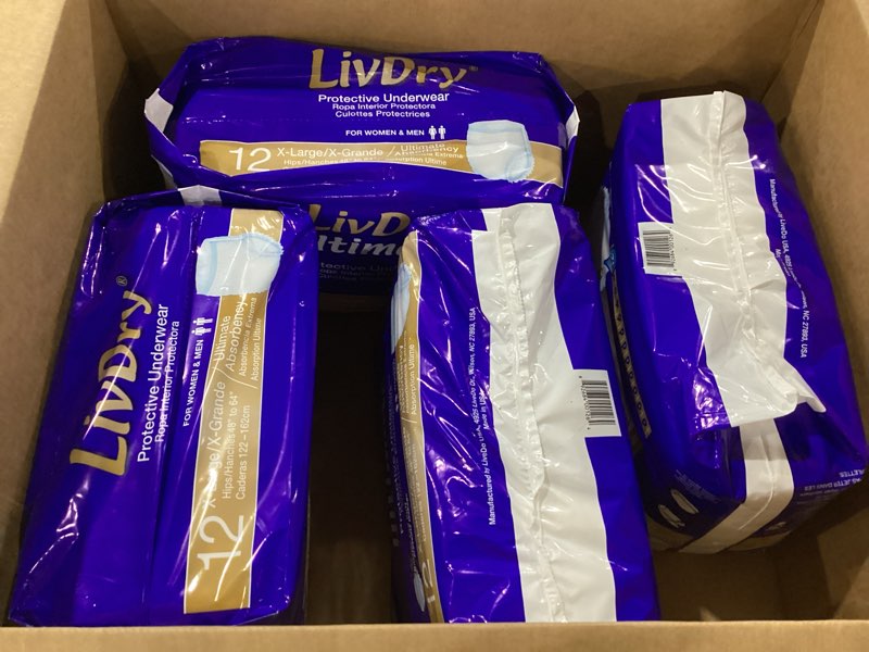 Condition photo showing New/Like New for LivDry Ultimate XL Adult Incontinence Underwear, High Absorbency, Leak Cuff Protection, X-Large, 48-Pack X-Large (48 Count)