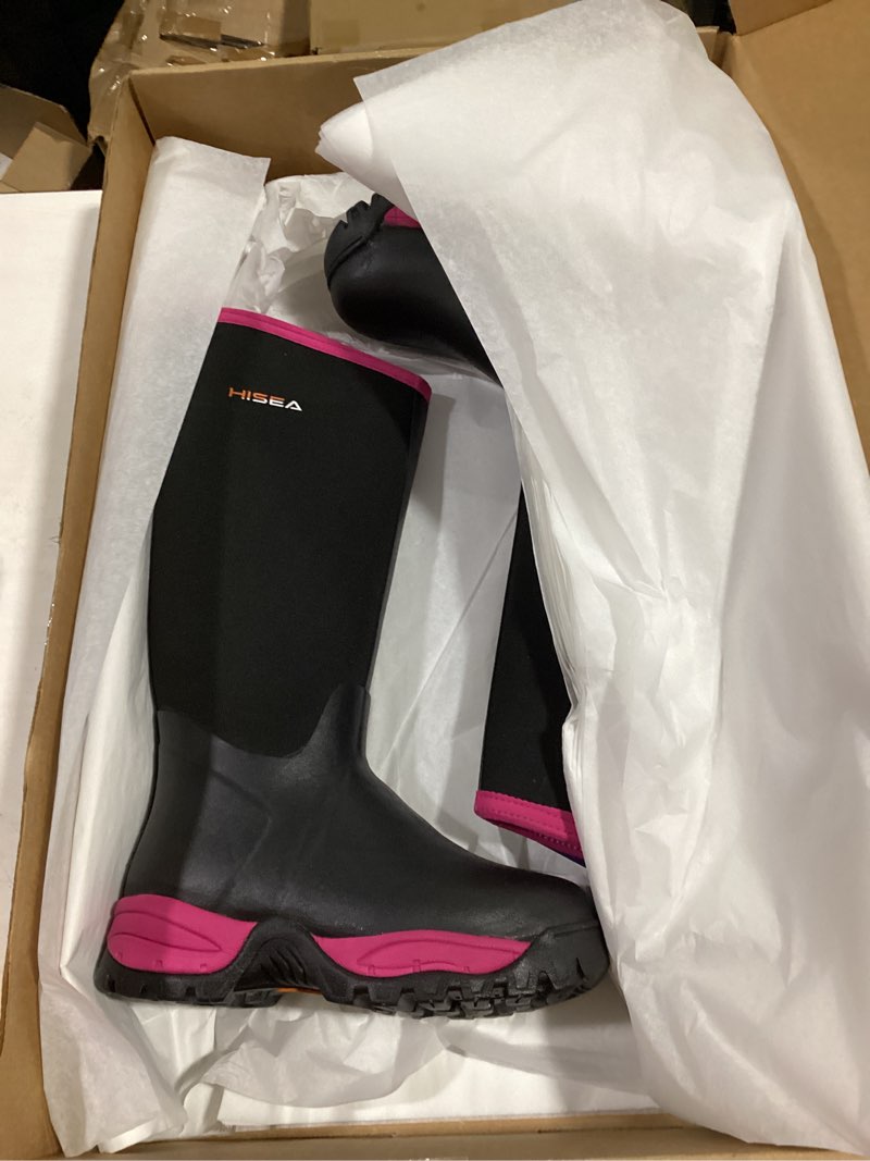 Condition photo showing Good Condition for size 6 hisea women's mud rain boots, waterproof tall garden shoes