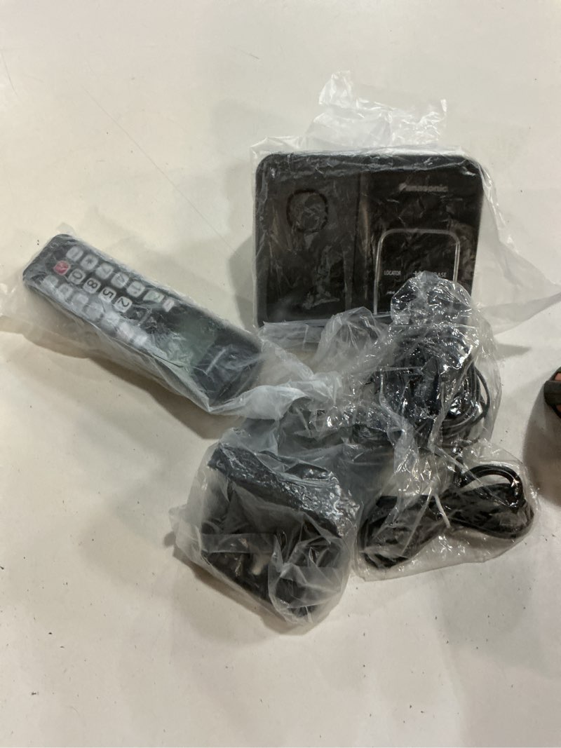 Condition photo showing Good Condition for panasonic cordless phone with answering machine, advanced call block, bilingual caller id and high-contrast display, expandable system with 1 handset cordless telephone - kx-tgd830m (metallic black) 1 handset metallic black