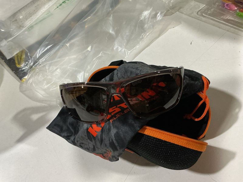 Condition photo showing Good Condition for kastking huzzah polarized sport sunglasses for men and women, ideal for driving fishing cycling and running,uv protection frame: gray /lens: brown mirror