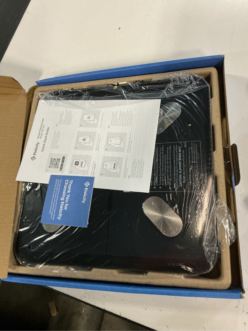 Condition photo showing Good Condition for etekcity smart scale for body weight, fsa&hsa eligible, bathroom digital weighing scale with bmi, body fat, muscle mass, accurate bluetooth home user health equipment sync apps, led, tempered glass black 11 x 11 inches
