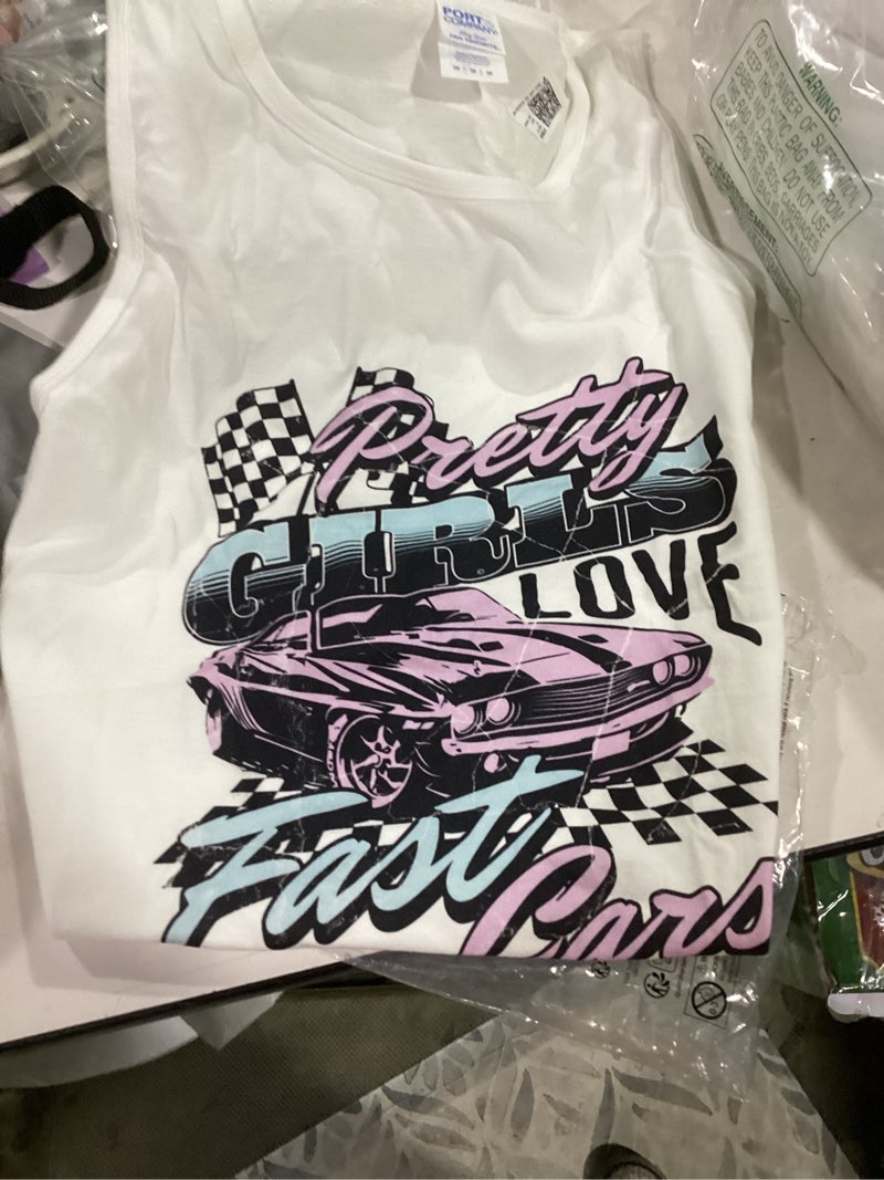 Condition photo showing New/Like New for Pretty Girls Love Fast Cars Tank Top