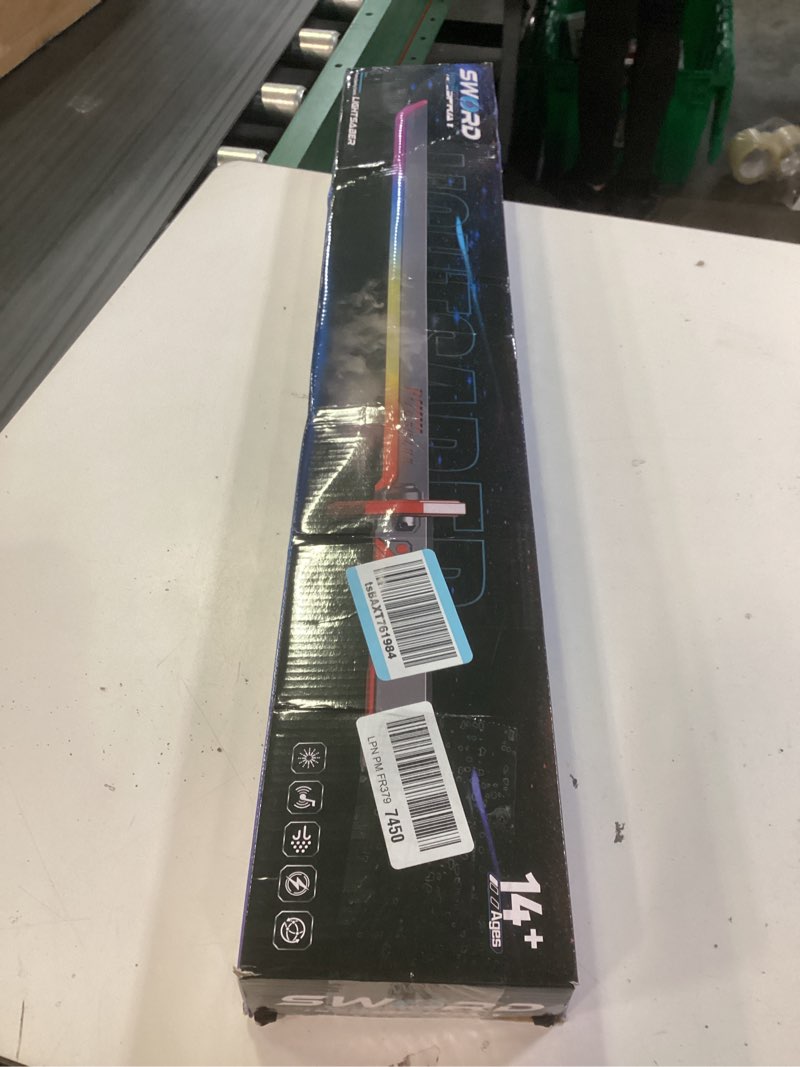 Condition photo showing New/Like New for lightsaber 31.5" spark sword with mist hit sound, 8 color light up cyberpunk swords toy, for cosplay, dueling, party 31.5 in - red