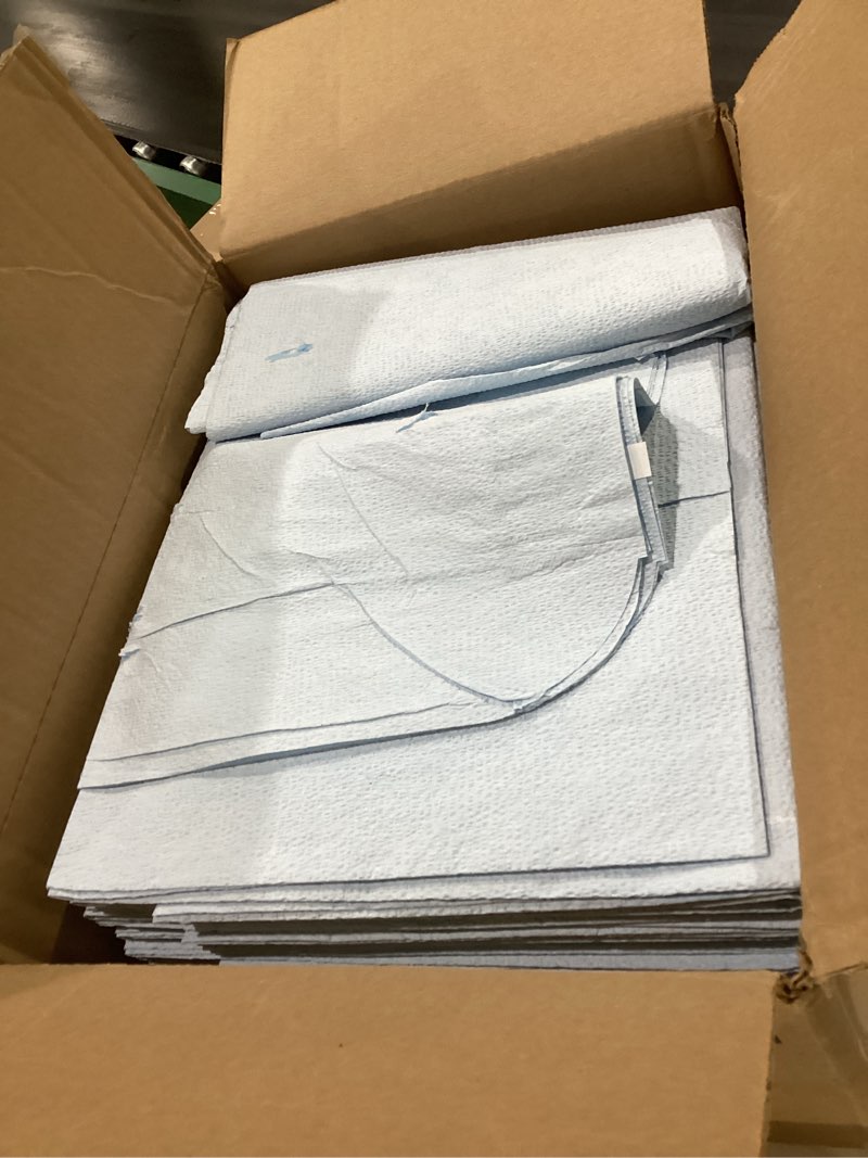 Condition photo showing Good Condition for avalon standard capes, blue (pack of 100) ? tissue/poly/tissue ? short-sleeve, open-back exam capes ? short, disposable medical gowns ? standard size (30” x 21”) ? latex-free medical supplies (913), similar to stock photo