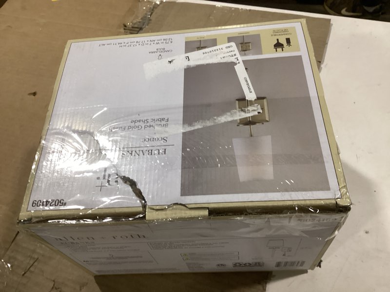 Condition photo showing Good Condition for Allen + roth eubanks brush gold finish fabric shade