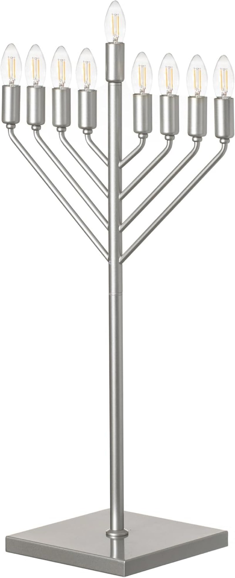 Chabad Style Hanukkah Menorah for Entryway, Living Room, Office, and Kitchen with LED Light Bulbs an