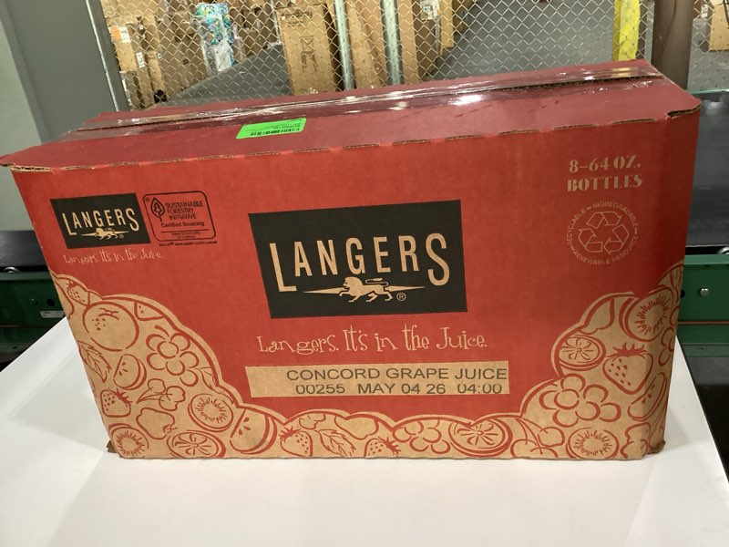 Condition photo showing New/Like New for Langers 100% USA Grown Juice, Concord Grape, 64 Fl Oz (Pack of 8) BB MAY 04, 2026