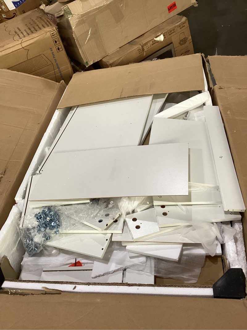 Condition photo showing As Is for MISSING HARDWARE DWVO Makeup Vanity with LED Mirror, 11-Drawer Vanity Table with Touch-Control Lights