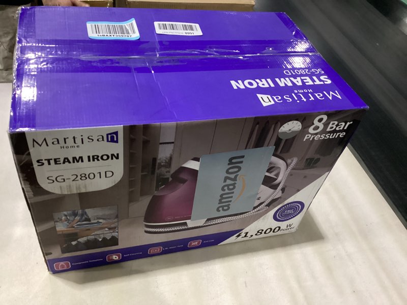 Condition photo showing Good Condition for martisan steam generator for clothes,1800w strong power, 8 bar max pressure,1.9l large water tank, smart auto shut-off, 120g/min steam burst, ceramic soleplate, fast wrinkle removal, purple steam station max