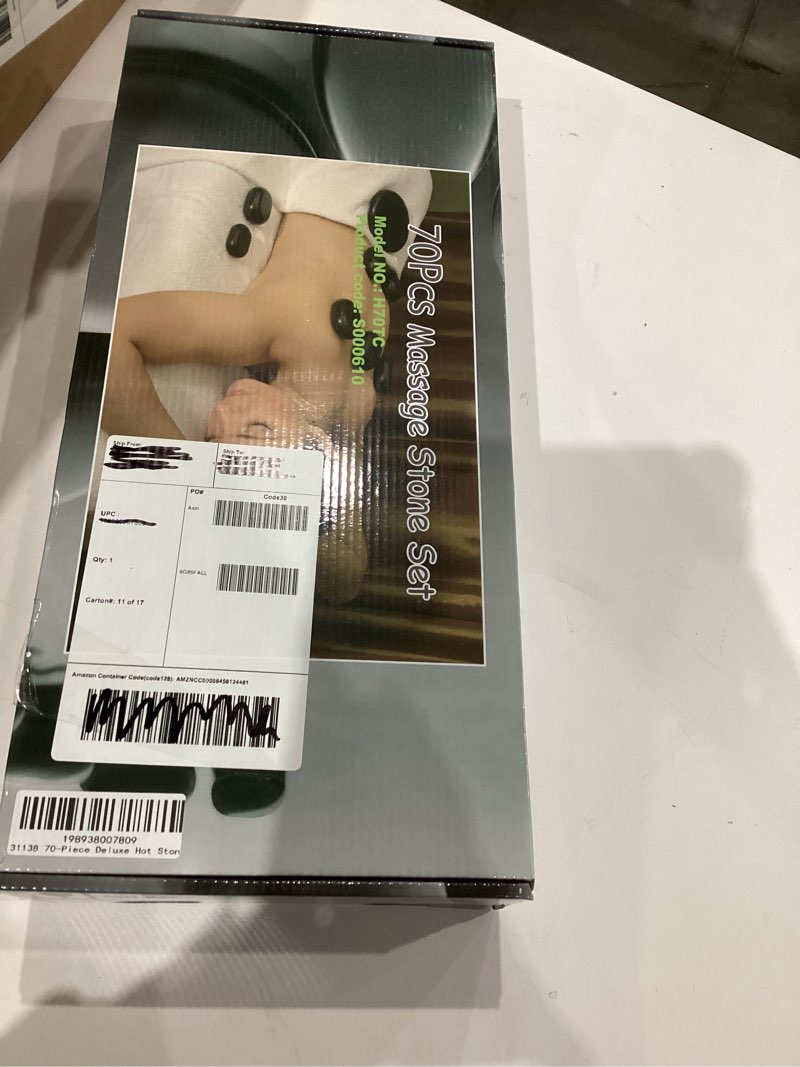 Condition photo showing New/Like New for Master Massage 70-Piece Deluxe Hot Stone Therapy Kit – Black Lava Basalt Stones, White Marble Cool Stones, and Chakra Healing Set for Full Body Massage