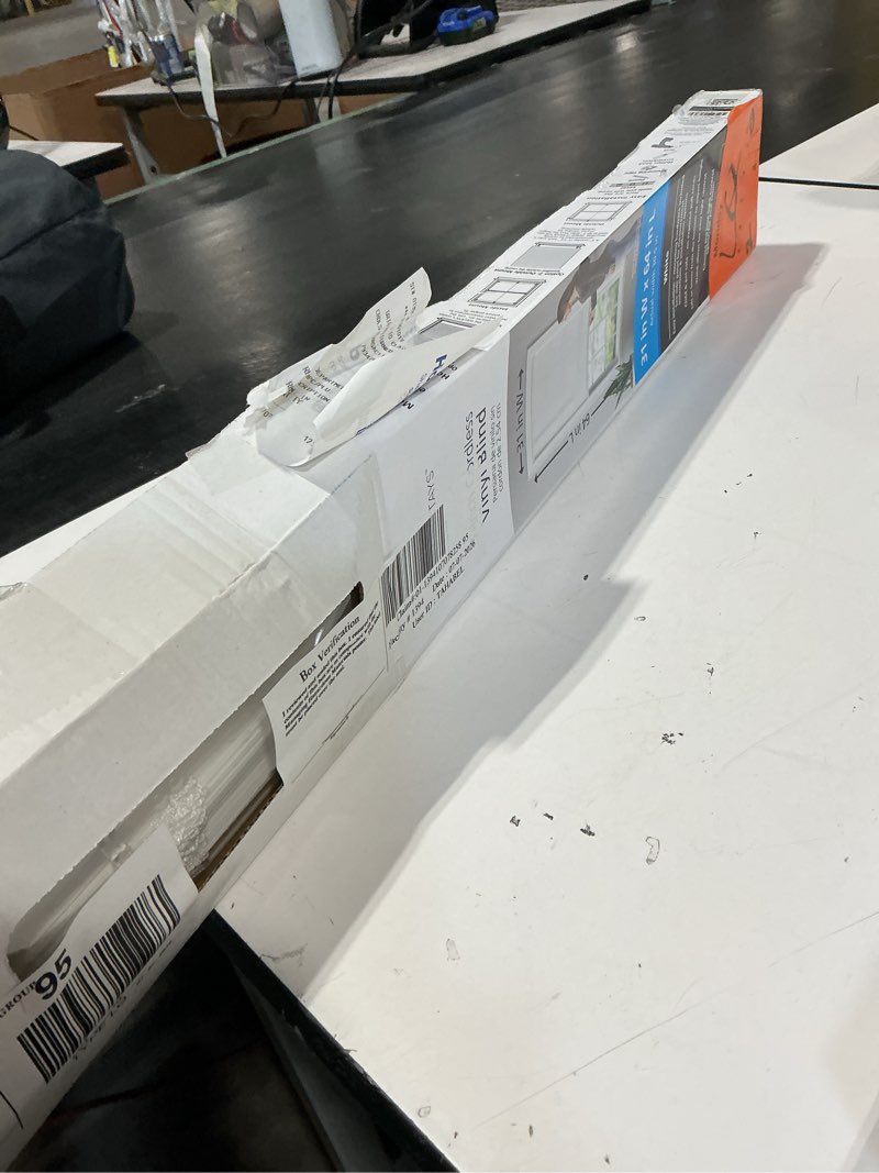 Condition photo showing New/Like New for mainstays 1" cordless vinyl light filtering mini blinds, white, 31" w x 64" l