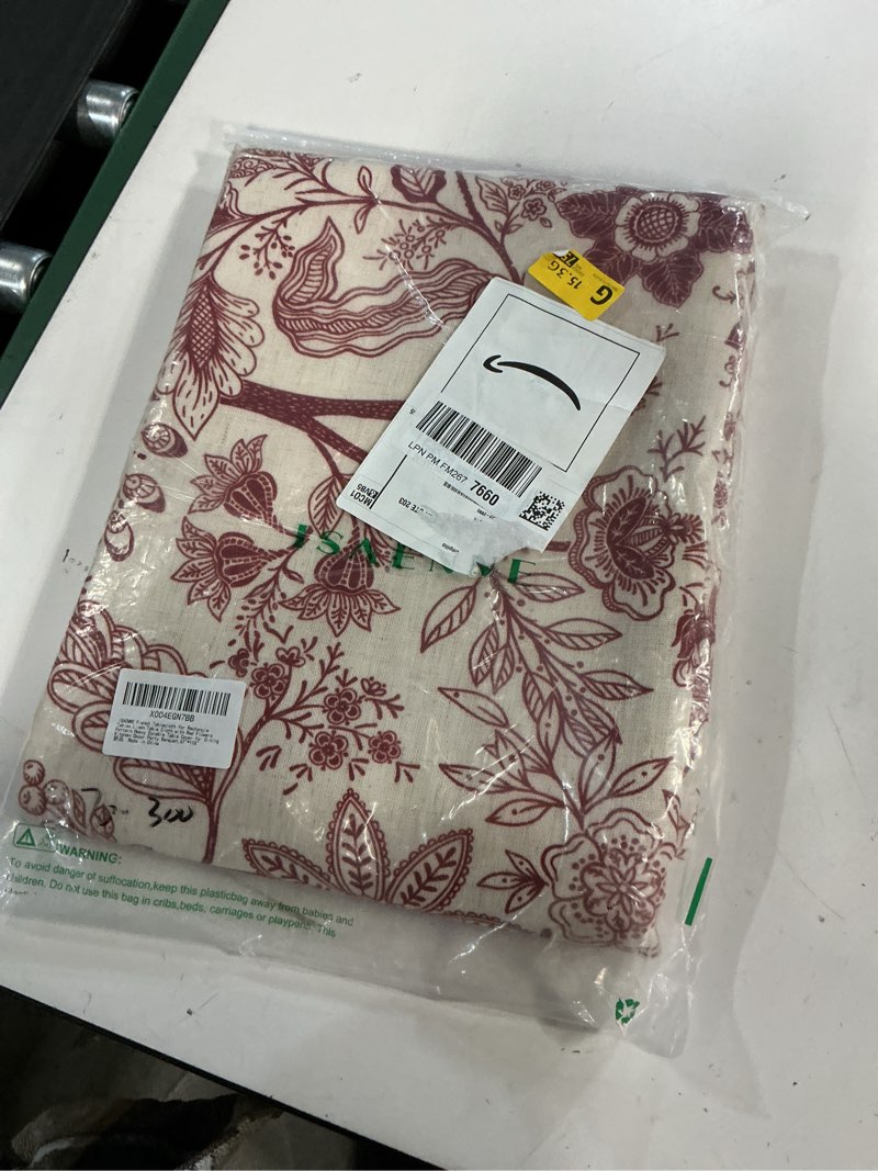 Condition photo showing Good Condition for ISAENNE Designer French Linen Extra Long Rectangle Tablecloth,Red Floral Washable Indoor Table Cloth,Durable Home Decor Tablecloths for Dining Thanksgiving Kitchen Party,67"*118"-Ruyi A Ruyi a 118" x 67" (Rectangular)