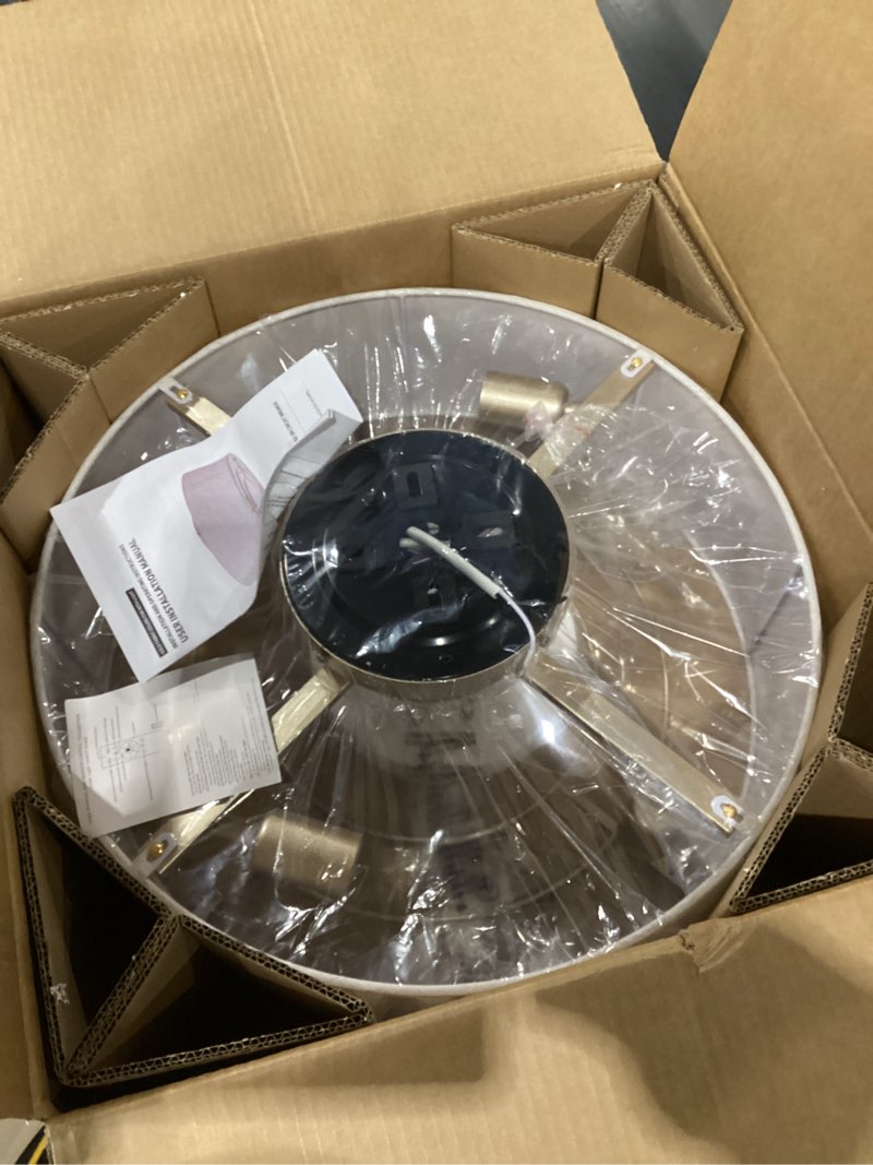 Condition photo showing New/Like New for Ceiling Fans with Lights, 20" Boho Ceiling Fan with Light Flush Mount, Drum Rattan Low Profile with 6 Speeds, Remote Control for Bedroom, Nursery, Living Room Ivory Boho