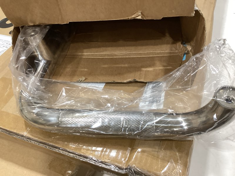 Condition photo showing As Is for l-shaped grab bars for shower, 24x12 inch stainless steel grab bars for elderly for wall mount, anti-slip knurled grip bathroom safety rail, left