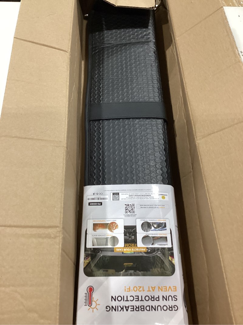 Condition photo showing Good Condition for econour accordion car windshield sun shade | reflective car window shades for uv & sun protection | foldable windshield cover keeps interior cool | 26 x 56 inches small