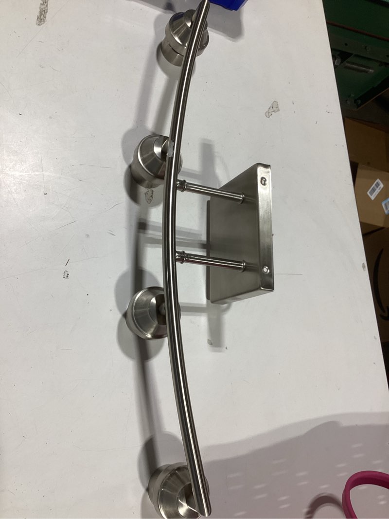 Condition photo showing As Is for Style Selections Mix and Match 26.5-in 4 Light Brushed Nickel Transitional Bathroom Vanity light