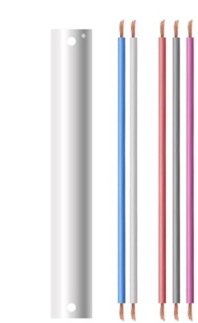 68" ceiling fan downrod, ?1 outside diameter? black extended downrod, including 4 wire connectors and 5 extension wires (no threads) 68 black