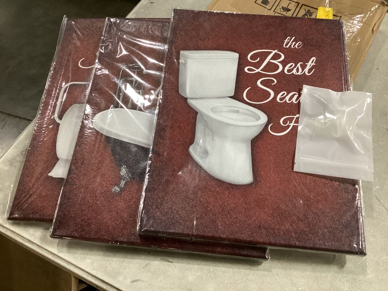 Condition photo showing New/Like New for ryounoart red bathroom decor maroon burgundy bathtub toilet seat wall art bathroom rules pictures painting framed 12x16 inch each (red)