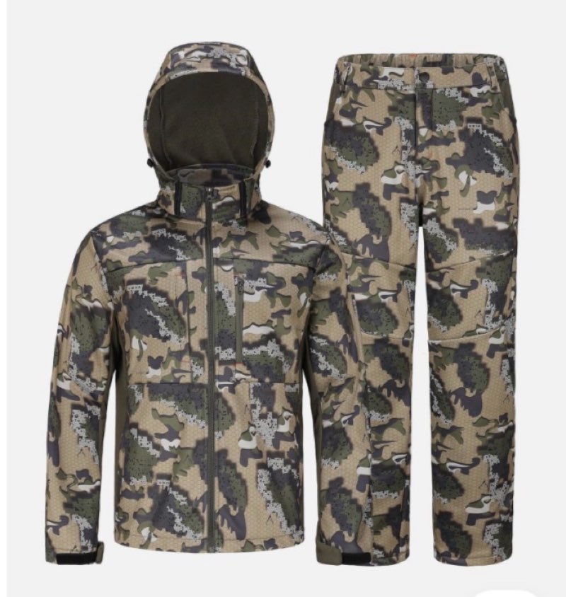 UIIHUNT Hunting Clothes for Men with Fleece Lining: Camo Hunting Suit, Safety Strap Compatible Water