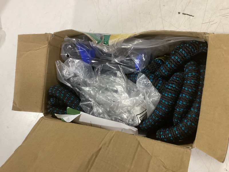 Condition photo showing Good Condition for flexi hose expandable garden hose with 8 function nozzle, 50ft - lightweight retractable garden hose, water hose - no-kink flexibility, 3/4 inch solid brass fittings and double latex core