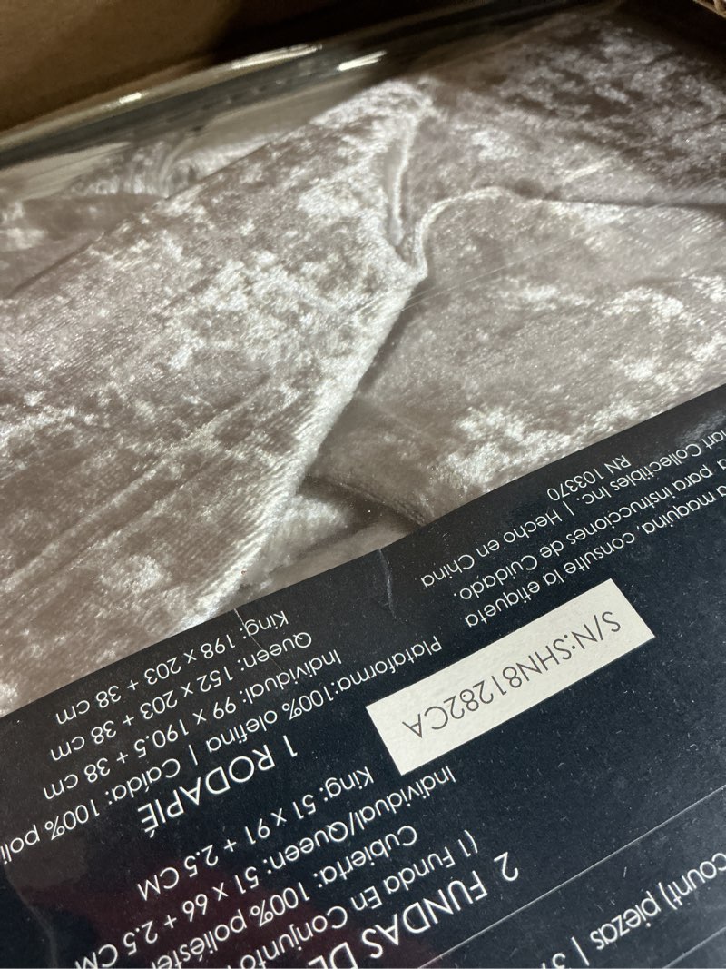 Condition photo showing Good Condition for Riverbrook Home Turin Comforter Set, King, Silver, 7 Piece Set Silver King