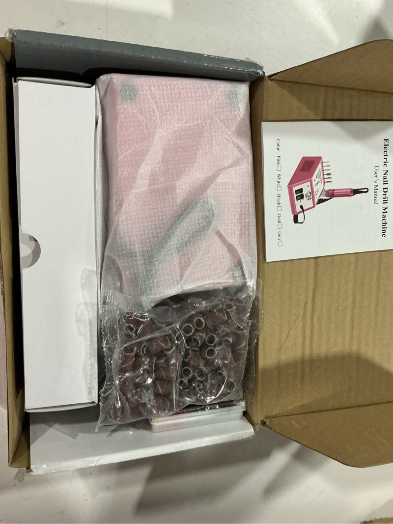 Condition photo showing Good Condition for jiasheng professional nail drill, 30000rpm nail drill machine for nail tech supplies, acrylic electric efile drill for polishing shaping removing acrylic nails poly nail gels 30000rpm black