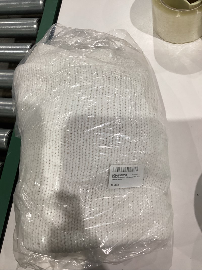 Condition photo showing New/Like New for Forever 21 Womens Crossover Tie-Back Sweater X-Large White