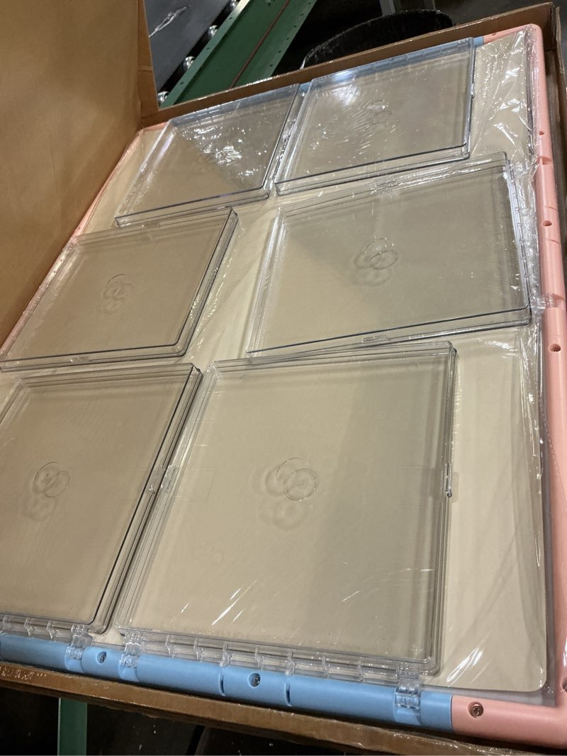 Condition photo showing Good Condition for 1500 pieces puzzle board 3-in-1 double-sided & rotating & tilting, plastic puzzle table with sorting boxes and pvc cover, portable lazy susan jigsaw puzzle board for adults, blue pink blue pink medium-1500pcs