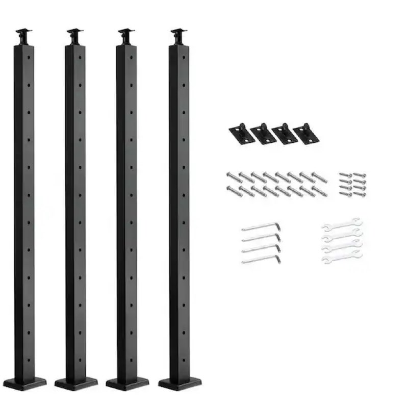 4-pack cable railing post, 42x2x2 in. stainless steel deck post with pre-drilled holes, cable for cable railing