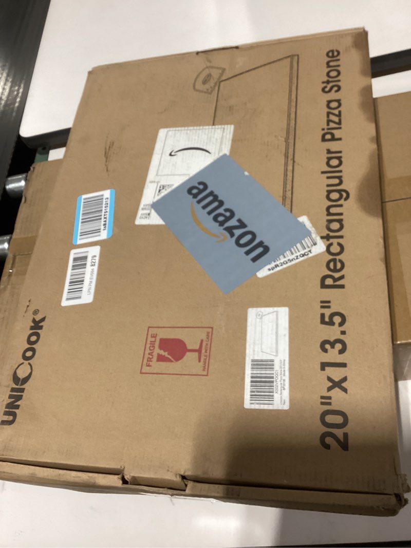 Condition photo showing New/Like New for Unicook Large Pizza Stone for Oven 20 Inch, Rectangular Baking Stone 20" x 13.5" x 0.67", Heavy Duty Cordierite Bread Pan, Thermal Shock Resistant, Ideal for Baking Large or 2 Personal Pizzas 20 x 13.5 Inch