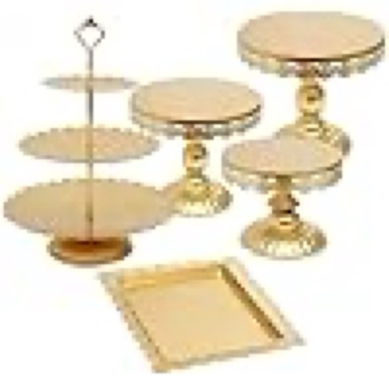 Product incomplete, Set de Bases para Pastel 5pz, Soporte para Pasteles de Metal Dorado, Bases Doradas para Postres, Exhibidor para Cupcakes, Pasteles, Decoración de Mesas de Dulces, Plato de Exhibición de Pastel