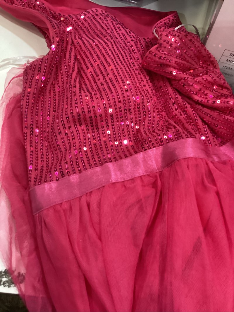 Condition photo showing Good Condition for berylove womens sequin homecoming one shoulder cocktail prom dress for teen | flowy tulle hem, short length, shiny sparkle, a-line silhouette, perfect for 80s prom, bridesmaid & school dance medium tulle hot pink