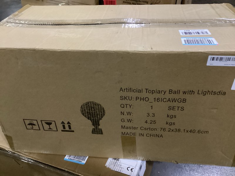 Condition photo showing Good Condition for GarveeHome 16" Artificial Plant Topiary Ball, Pre-Lit Artificial Topiary Plant with Lights, Timer an