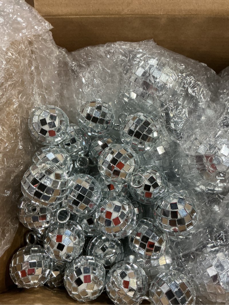 Condition photo showing As Is for sumind 50 pcs disco balls decor silver mirror disco balls hanging decor assorted reflective wedding dance music festivals for christmas stage club ballroom hall prop (1.2'',2'',3.2'',4'') 1 1.2'', 2'', 3.2'', 4''