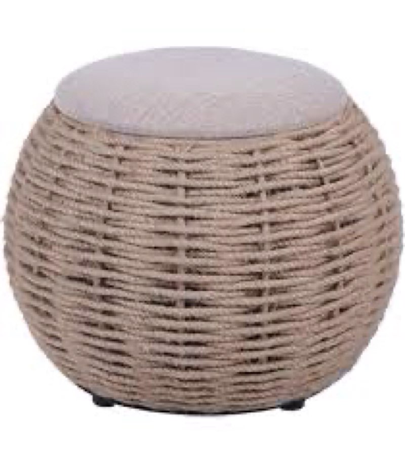 Natural woven storage ottoman brown