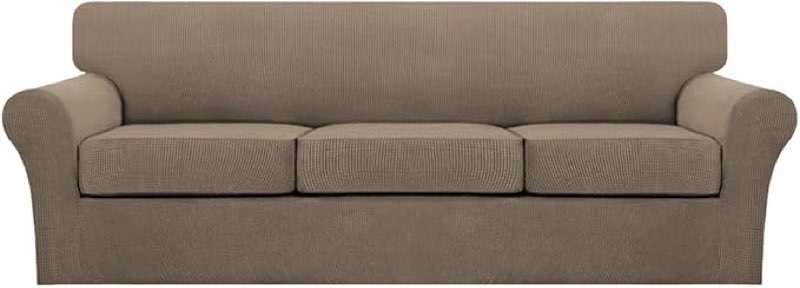 Turquoize 2 Piece Sofa Covers for 3 Cushion Couch Sofa Slipcover Soft Couch Cover for Dogs-Washable Sofa Furniture Covers with 3 Individual Large Cushion Covers (XL Sofa, Macchiato)