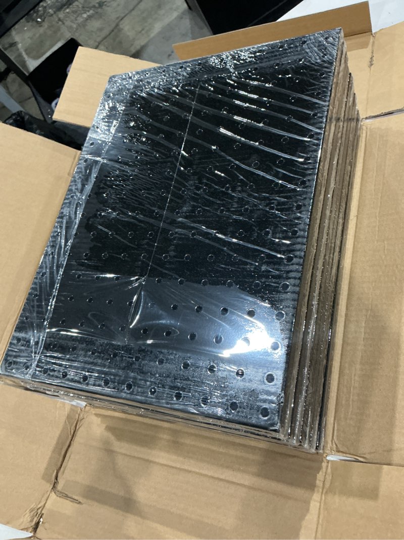 Condition photo showing Good Condition for pbhepj 10 pcs metal pegboard panels, heavy duty peg boards for garage and garden tool storage, includes drywall anchors and screws kits, black (10 pcs 16in x 12in) 16in x 12in- 10 pcs