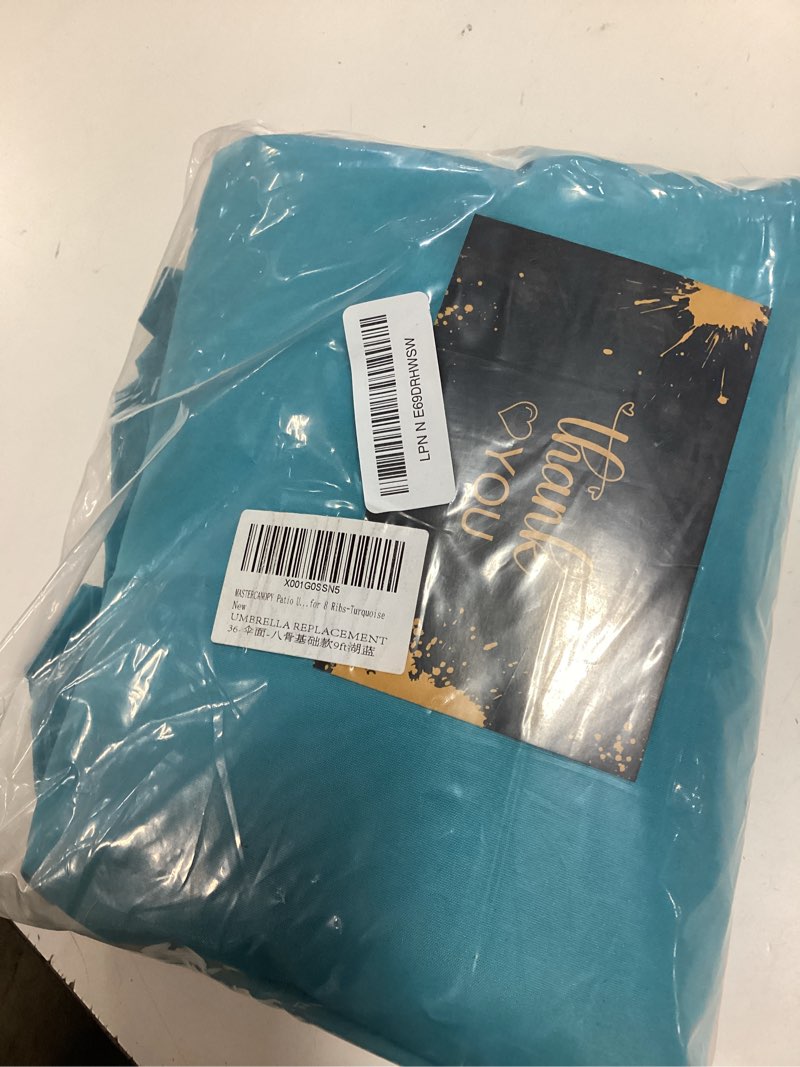 Condition photo showing New/Like New for mastercanopy patio umbrella 9 ft replacement canopy for 8 ribs-turquoise canopy only 8ribs 9ft turquoise