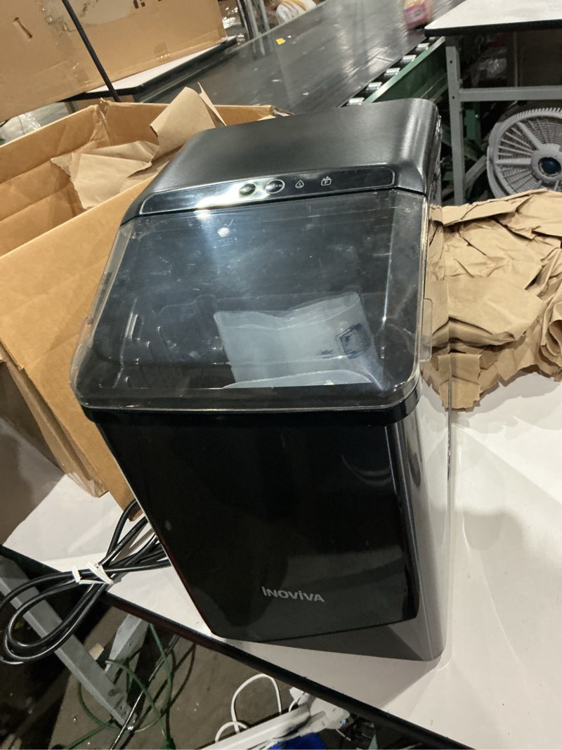 Condition photo showing As Is for inoviva nugget ice maker countertop, 40lbs/24h soft chewable pellet ice machine with self-cleaning, sonic ice maker for home kitchen,office - black stainless