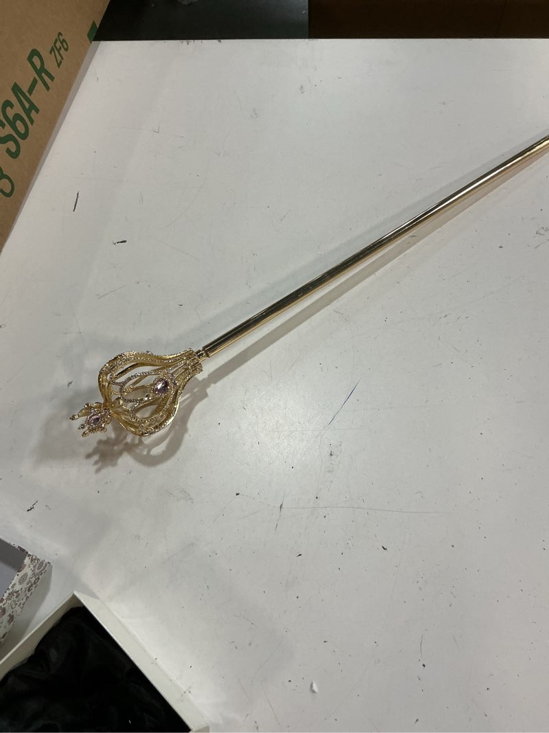 Condition photo showing Good Condition for royal cross christmas scepter magic party wand pageant costume accessory. (gold-pink)