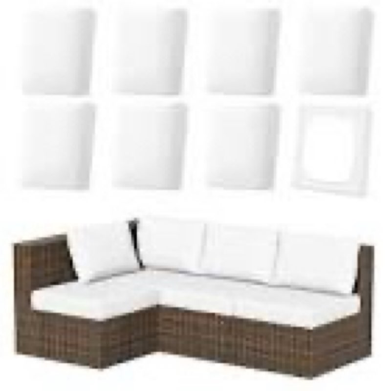 sk studio 8pcs outdoor cushion covers waterproof, stretch cushion covers replacement for patio, sofa couch furniture protector slipcovers set, white