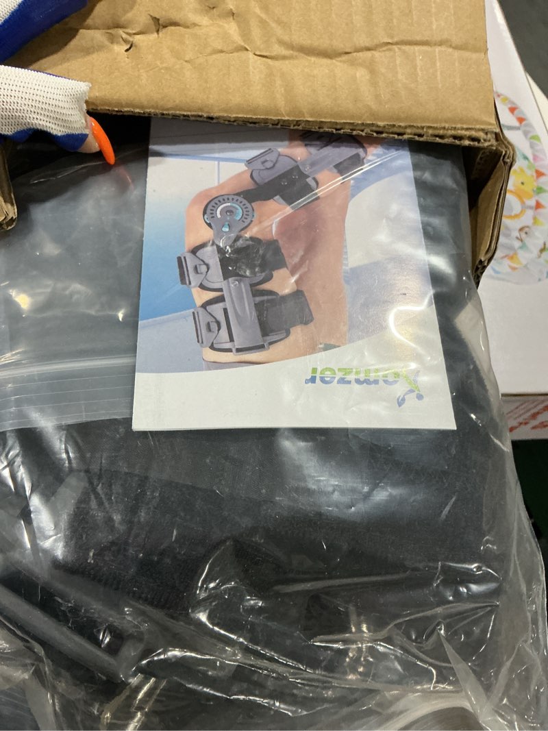 Condition photo showing New/Like New for komzer hinged knee brace, post op rom immobilizer orthopedic rehabilitation brace for acl, mcl, meniscus tear recovery and adjustable stabilizer for men & women, universal fit stabilizer for left/right leg