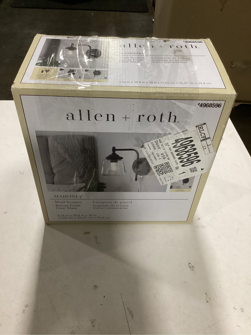 Condition photo showing Good Condition for  allen + roth Mahoney 5-in W 1 -Light Satin Bronze Vintage Wall Sconce