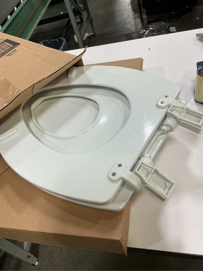 Condition photo showing Good Condition for mayfair nextstep2 toilet seat with toddler potty training seat built-in, slow close, easy clean, magnetic removable kids seat, made in usa, elongated, white