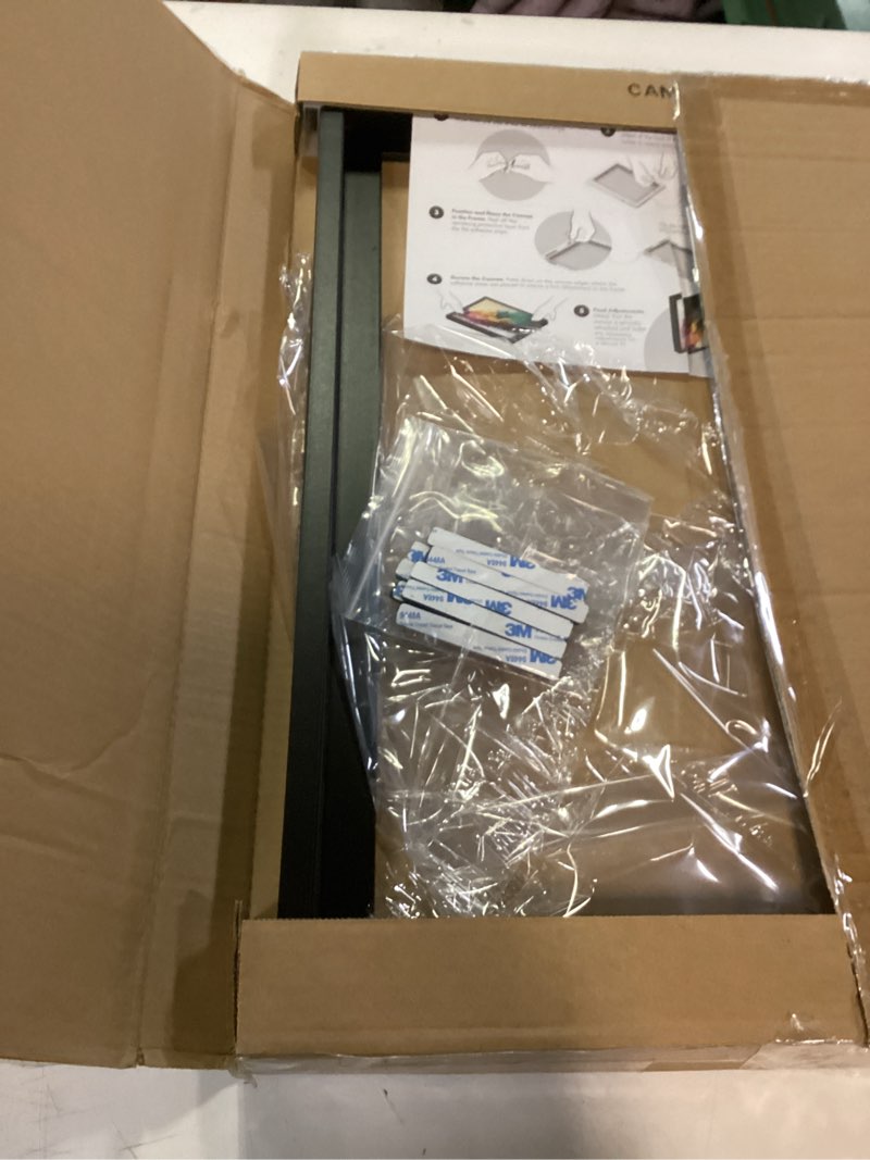 Condition photo showing Good Condition for Americanflat 16x20 Canvas Floating Frame with Adhesive Strips Included - Vertical and Horizontal Floating Frame for Artwork - Canvas Frames for Wall Display - Black Black 16X20