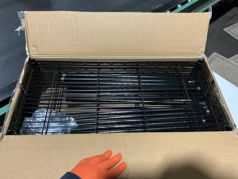 Condition photo showing Good Condition for whitmor 6 tier storage shelves, heavy duty with wheels, 400 lbs capacity per shelf, max 2400 lbs total, adjustable storage units for garage, laundry, plant, 30" l x 14" w x 70" h, black