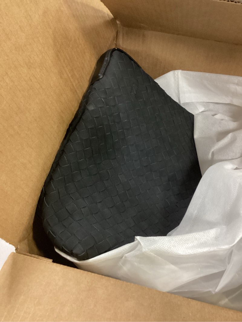 Women's Braided Leather Tote Bag Stylish Suede Hobo Shoulder Bag with Woven Details black