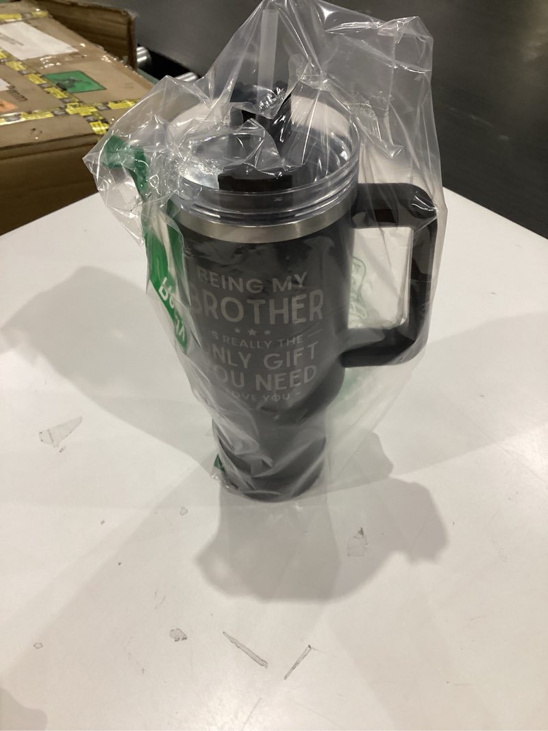 Condition photo showing Good Condition for SANDJEST Brother Gift from Sister, 40oz Stainless Steel Insulated Coffee Tumbler With Lid & Straw, Travel Mug for Men, Christmas Birthday Father's Day