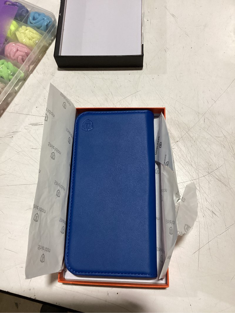 Condition photo showing Good Condition for shieldon case wallet for iphone 17 pro max 6.9-inch 2025 | genuine leather, magnetic closure, rfid blocking credit card slot, kickstand, foldable full protective cover - sapphire blue